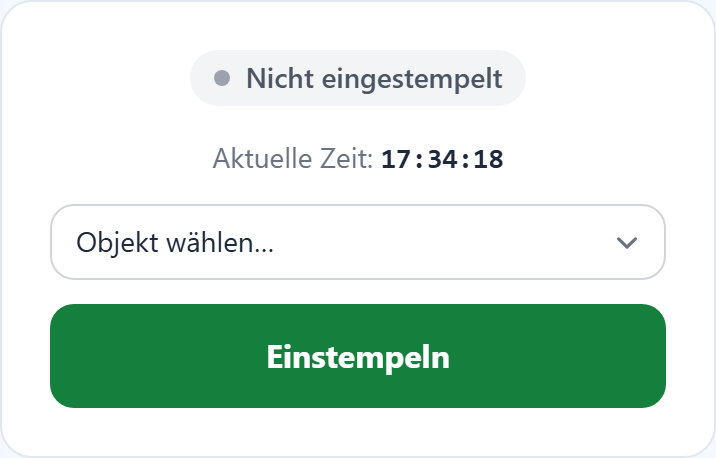Objekt wählen und auf „Einstempeln" tippen.