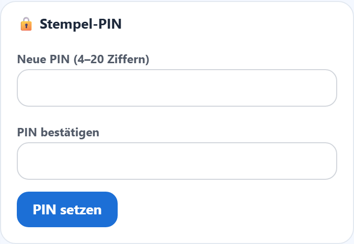 Neue Stempel-PIN vergeben.
