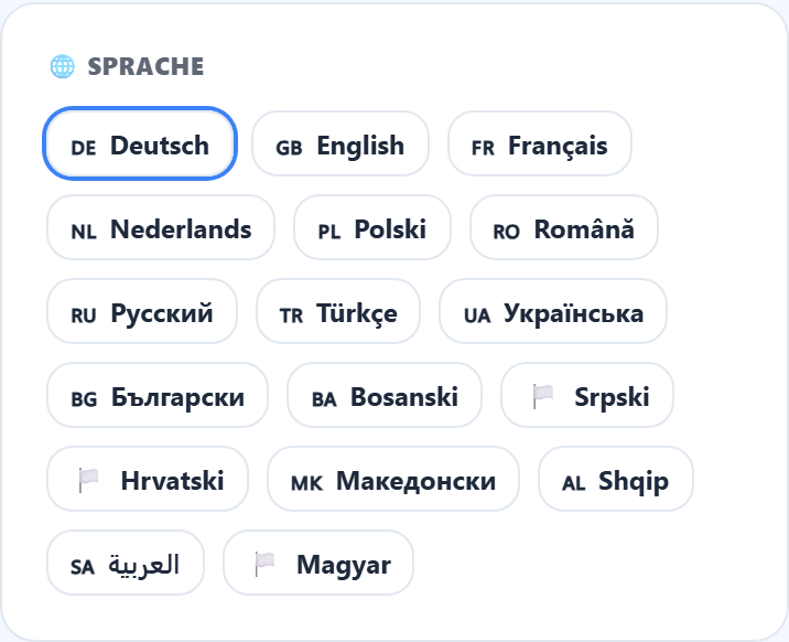 Sprache mit einem Tipp wechseln.