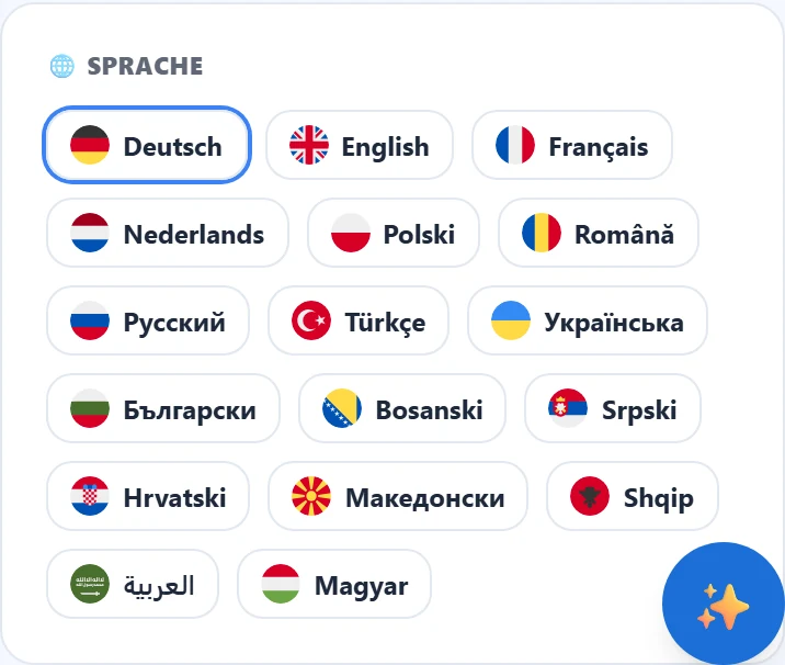 Sprache mit einem Tipp wechseln.