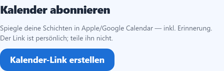 Schichten im Handy-Kalender abonnieren.