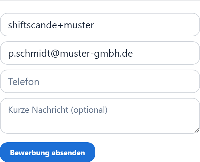 Das interne Bewerbungsformular.