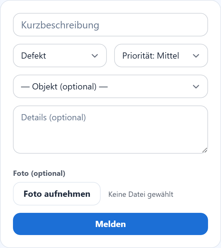 Das Melde-Formular.