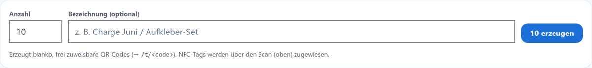 Blanko-Scan-Codes erzeugen.