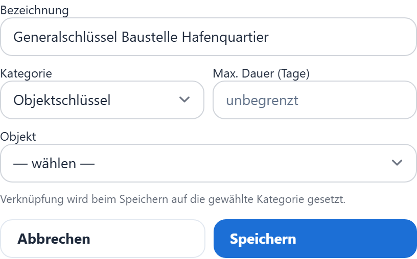 Schlüssel bearbeiten.